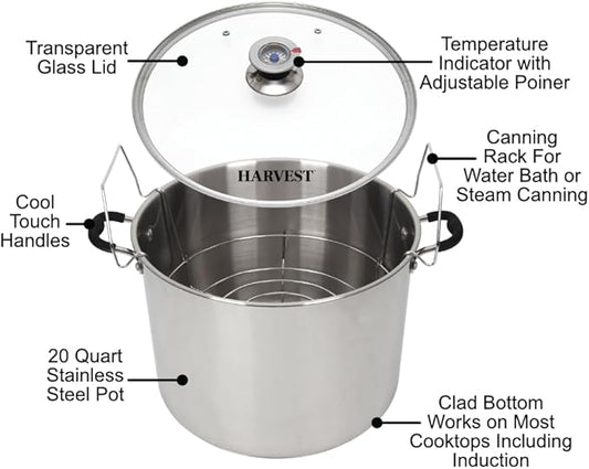 Harvest Stainless Steel 20 Qt Canning Pot with Rack
