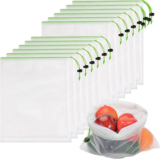 Reusable Mesh Produce Bags (12"x14")